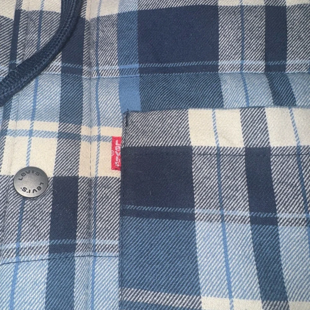 Levi's Navy and Light Blue Plaid Shirt Jacket - Picture 3 of 8